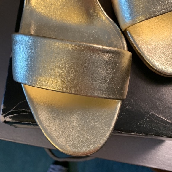 Gucci Gold Metallic Cork Wedge Sandals - Picture 10 of 12